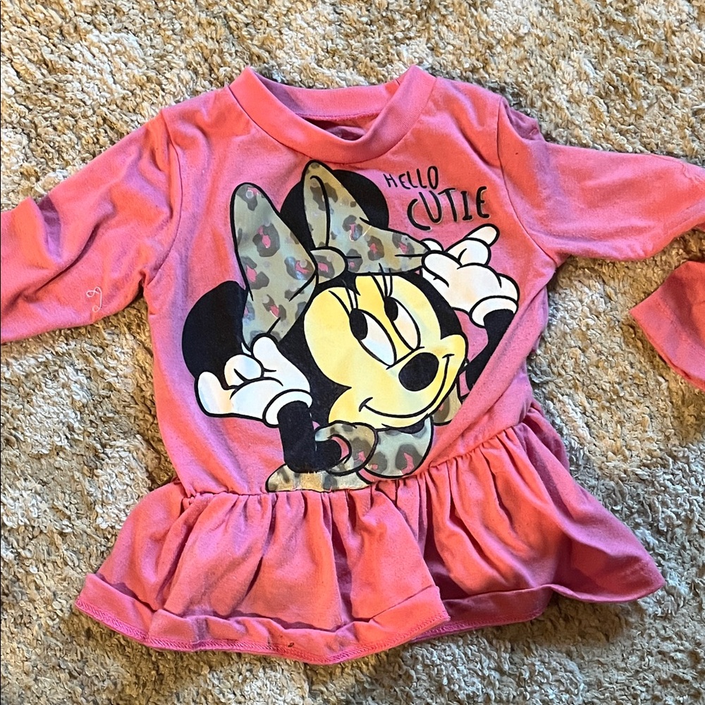 Disney Minnie Mouse Hello Cutie Pink Long Sleeve Shirt